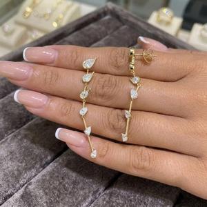 ต่างหูเพชรทรงหยดน้ำทองคำขาว 14K ขายส่งสำหรับผู้หญิง รับผลิตแบบ OEM ODM เครื่องประดับสั่งทำพิเศษ ต่างหูห้อยหรูหราสำหรับผู้หญิง - Product Image 2