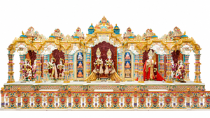 Divine Swaminarayan Shrine for Hindu Sabha Hall <b>Mandir</b> Hand-Carved Large Wooden Prayer Shrine for Community Temple For USA Halls - Product Image 2
