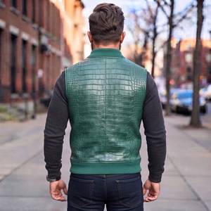 เสื้อกั๊กหนังผู้ชายลายจระเข้ |    เสื้อกั๊กหนังลายจระเข้สุดหรู - Product Image 6
