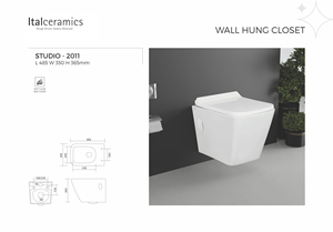 สุขภัณฑ์แบบแขวนผนังเซรามิกทรงสี่เหลี่ยม รุ่น Studio Modern One Piece พร้อมระบบ Dual-Flush และ P-Trap - Product Image 1