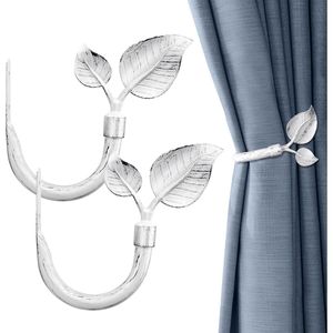 Handmade Metal Leaf Shaped Curtain Holdbacks 2pcs Wall Curtain <b>Tieback</b> <b>Hook</b> Pull Backs Durable Drapes Window Accessories - Product Image 1