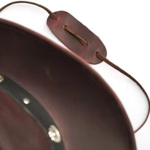 Chapeau de cowboy western en cuir véritable marron patiné Heritage avec sangle à concho croisée et large bord, style ranch, pour hommes et femmes - Product Image 2