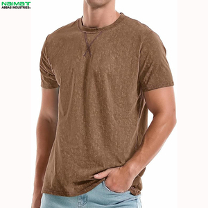 เสื้อยืดคอตตอนถักทรงโอเวอร์ไซส์สำหรับผู้ชาย น้ำหนัก 230 กรัม ผ้าคอตตอนหนา 100% ระบายอากาศได้ดี ลวดลายวินเทจฟอกสี  โลโก้ด้านหน้าปรับแต่งได้ - Product Image 1