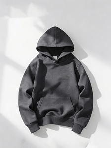Vente en gros usine Sweat à capuche demi-zip surdimensionné en molleton de coton épais de qualité supérieure, couleur unie, décontracté, pour l'automne, coupe classique - Product Image 1