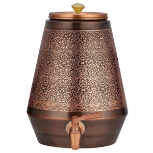 Distributeur d'eau en cuivre antique avec robinet en laiton, Matka artisanal en cuivre de 10 L pour la santé ayurvédique, Pot à eau en cuivre - Product Image 1