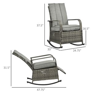 Sedia a dondolo reclinabile da esterno in rattan con cuscino e poggiapiedi regolabile (Max. 135 Schienale) - Product Image 3