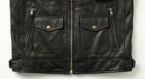 <b>Men</b> Solid Casual <b>Leather</b> <b>Vest</b> Sleeveless Zip-Up Waistcoat with Button Pockets Custom Logo ODM Winter Outerwear 400g - Product Image 5