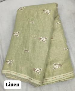 Tela de lino y algodón pura de alta calidad, mezcla de lino natural y algodón con intrincado trabajo de hilo – Sostenible - Product Image 5