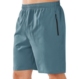 Men's Navy Solid Quick Dry Bermuda Shorts <b>Elastic</b> Waist Zipper Pocket Casual Workout Running Shorts - Product Image 2
