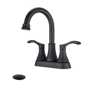 Rubinetto da Bagno Nero Opaco da 4 Pollici con Bocca Girevole a 360 Gradi e Scarico Pop-Up - Product Image 1