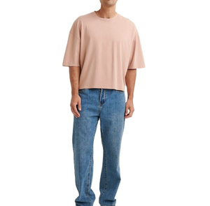 Camiseta de hombre con logo personalizado, corte holgado, algodón peinado 280gsm, lavado ácido, hombros caídos, estilo oversized. - Product Image 1