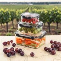 Contenants de stockage alimentaire en plastique rectangulaires empilables, couvercle hermétique à 3 couches, compatibles micro-ondes et congélateur, 550 ml, 1400 ml, 3000 ml