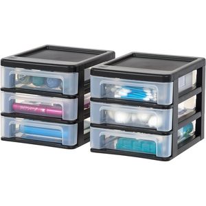 Set di 2 Organizzatori in Plastica a 3 Cassetti per Scrivania, Vanità, Smalti, Bagno, Cancelleria, Articoli per Arte e Artigianato, per Uso in Ufficio e Trucco - Product Image 1