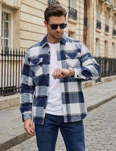 Custom <b>Men</b> <b>Flannel</b> <b>Shirt</b> Long Sleeve Plaid Button Down Shacket OEM Bulk Wholesale - Product Image 6