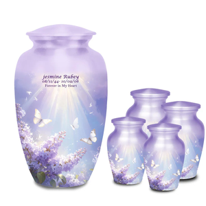 Purple Butterfly Cremation Urn Aluminum <b>Keepsake</b> <b>Ashes</b> Vase Personalized Memorial Decoration <b>for</b> Adult Burial - Product Image 3
