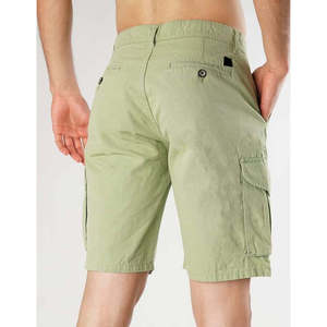 Pantalones Cortos Cargo Color Caqui para Hombre, Cintura Media, Cierre de Botones, Color Sólido, Tela Oxford, Estilo Casual, Transpirables, con Bolsillos, Largo Bermuda - Product Image 5