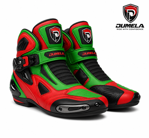 Zapatillas de Ciclismo Dumela Rojas y Verdes, Color Personalizado, Impermeables, Transpirables, de Cuero, para Todas las Estaciones - Product Image 1