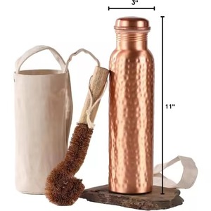 Copper Water Bottles 900 ML Antique copper water bottle Oriental Design Airtight Lid Portable Travel <b>Drinkware</b> - Product Image 6