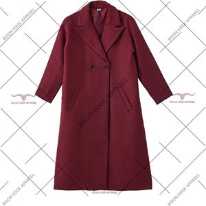 Abrigo Largo de Lana para Mujer, Cuello Solapa Clásico, Abrigo de Invierno Elegante y Cálido, con Bolsillos Laterales Angulados - Product Image 4