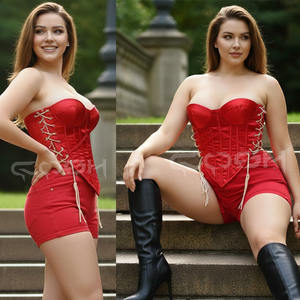 Corsé Rojo de Satén con Forma de Corazón y Cordones Laterales Ajustables para San Valentín y Ocasiones Especiales - Product Image 4