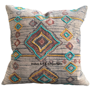 Funda de Cojín Decorativa para Sofá o Silla, Estilo Boho, Hecha a Mano, de Algodón Darrie, con Diseño Geométrico Multicolor y Personalizable, 40x40 cm, Marca Indus - Product Image 4