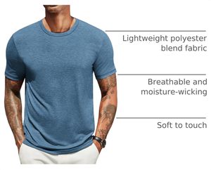 T-shirt Homme Tendance en Coton Décontracté, Vente en Gros, Premium, Manches Courtes, Col Rond, Respirant, Séchage Rapide, Écologique, Coupe Ajustée, Doux - Product Image 5