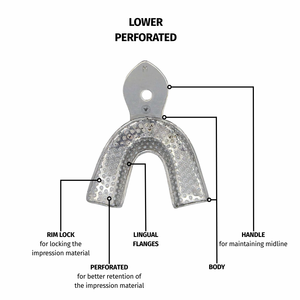 Lot de 10 porte-empreintes dentaires perforés en métal, kit d'instruments de dentisterie en acier inoxydable pour cas d'œdentineuse - Product Image 5