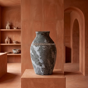 Vase bleu rustique en terre cuite, pot de table artisanal en céramique, urne décorative en terre cuite, vente en gros - Product Image 4