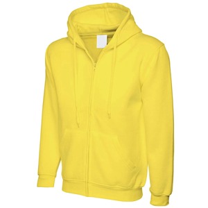 Sudadera con capucha amarilla unisex clásica de algodón French Terry con cremallera completa, chaqueta con capucha, ropa de trabajo personalizada, informal - Product Image 1