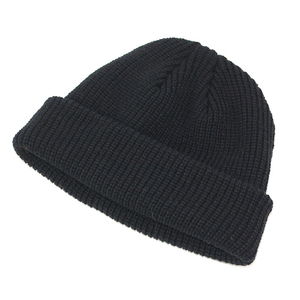 Bonnet tricoté unisexe couleur unie 100 % acrylique, chaud et décontracté pour l'hiver, pour adultes, 56-58 cm, avec revers - Product Image 2