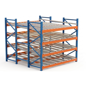 Heavy Duty Flow rack Gravity Flow Q235 <b>Steel</b> Assembled Blue/Orange OEM Main Rack 1000-2000kg/pallet - Product Image 5