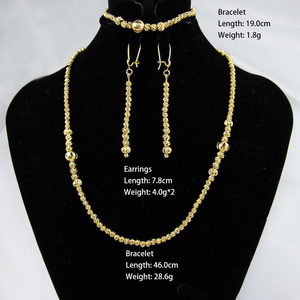 Conjunto de Joyería de Lujo con Cuentas de Oro de Dubái para Mujer, Collar Elegante Clásico de 21k, Juego de 3 Piezas para Novia, Boda o Fiesta - Product Image 3