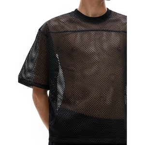 T-shirt surdimensionné en maille respirant et à séchage rapide pour homme, coupe ample à épaules tombantes, style athlétique streetwear, été, personnalisable OEM ODM, vente en gros - Product Image 3