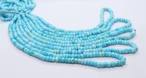 ลูกปัดโอปอลสีน้ำเงินธรรมชาติทรงรอนเดลล์เรียบขนาด 5.5-6 มม. ลูกปัดพลอยโอปอลสีฟ้า 16 นิ้ว ร้อยเป็นเส้น โอปอลสีน้ำเงินธรรมดาทรงรอนเดลล์ - Product Image 5