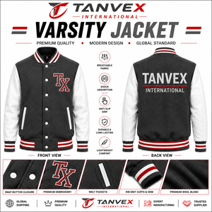 เสื้อแจ็คเก็ตวาร์ซิตี้ผู้ชาย TANVEX ผ้าวูลผสม ปักโลโก้ TX ติดกระดุมแป๊กด้านหน้า ดีไซน์รักษ์โลก สไตล์สตรีทแวร์ เหมาะสำหรับฤดูหนาว - Product Image 1