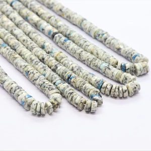 Cuentas facetadas de jaspe K2 en forma de neumático, cuentas Heishi facetadas de jaspe K2 natural, venta al por mayor para fabricación de joyas - Product Image 1