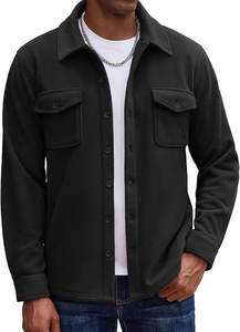 Chemise en polaire pour homme avec logo personnalisé OEM, veste à manches longues, chemise décontractée à boutons avec poches - Product Image 6