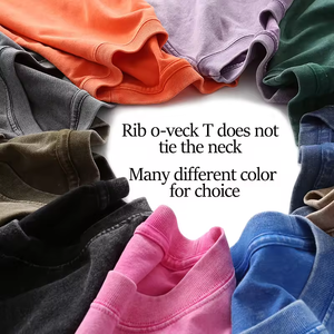 Camisetas Personalizadas de Alta Calidad, Camisetas Lavadas al Ácido de Gran Gramaje, 100% Algodón, Talla Estadounidense, Camisetas Extra Grandes para Hombre - Product Image 2