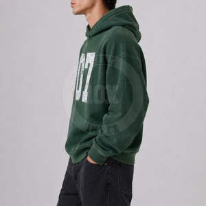 เสื้อฮู้ดดี้ทรงโอเวอร์ไซส์สไตล์วินเทจแบบย้อมสีเอซิด ผ้าคอตตอนผสมเนื้อผ้านุ่มสบายสำหรับใส่ในชีวิตประจำวัน - Product Image 3