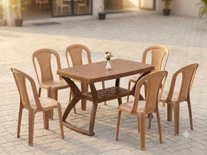 Modern Design Thickened <b>Plastic</b> Square Dining <b>Table</b> Chair Set for Home Beach <b>Outdoor</b> Barbecue Night Market Stall Food Stall Use - Product Image 2