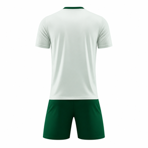 Men's White Green Soccer Jersey Set V-Neck Short Sleeve Geometric Print Moisture Wicking Polyester Uniform All Seasons Athletic - Product Image 2