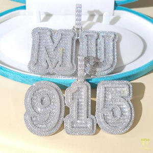 Luxury Moissanite Diamond " 915 " Number Pendant With Rope <b>Chain</b> Full <b>Iced</b> <b>Out</b> Hip Hop Necklace Jewelry - Product Image 4