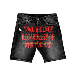 Shorts de sport déchirés effet délavé personnalisés et ensemble complet de survêtements d'été pour hommes, style ample, avec t-shirt imprimé DTG - Product Image 2