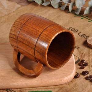 Handmade Wooden Beer <b>Mug</b> Classic Design Hand Grip Dishwasher Safe Solid Pattern Gift <b>Box</b> for Party & Home Use - Product Image 3