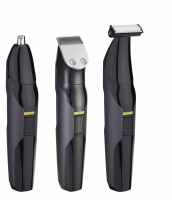Kit de toilettage multifonctionnel pour homme, tondeuse à barbe électrique sans fil, tondeuse à poils de nez et d'oreilles rechargeable avec station de charge et de rangement
