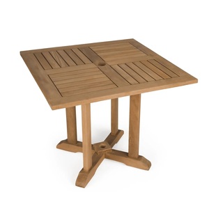 Table à manger carrée de luxe en bois massif au design moderne pour patio extérieur et mobilier de salle à manger, stable et prête pour les banquets - Product Image 1