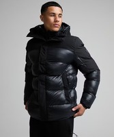 Veste matelassée à capuche noire pour homme, coupe-vent, fermeture éclair, rembourrage en polyester, vêtements d'extérieur décontractés pour l'hiver