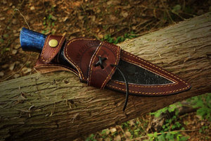 Nuevo Cuchillo Skinner de Cobre Damasco Hecho a Mano de Grado Industrial con Mango de Resina Bicolor, Cuchillos de Caza para Exteriores OEM - Product Image 5