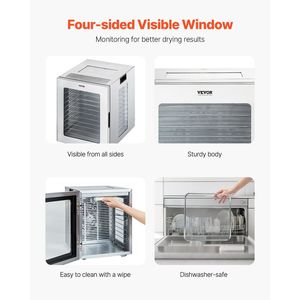 Essiccatore Elettrico per Alimenti da 850W con 12 Vassoi in Acciaio Inossidabile, Temperatura Regolabile e Timer 24 Ore - Prodotto Gratuito - Product Image 6