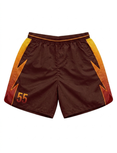 Shorts coupe-vent en polyester ripstop 120 GSM de qualité supérieure, bleu avec empiècements noirs, logo personnalisé, nylon DT teint uni - Product Image 6